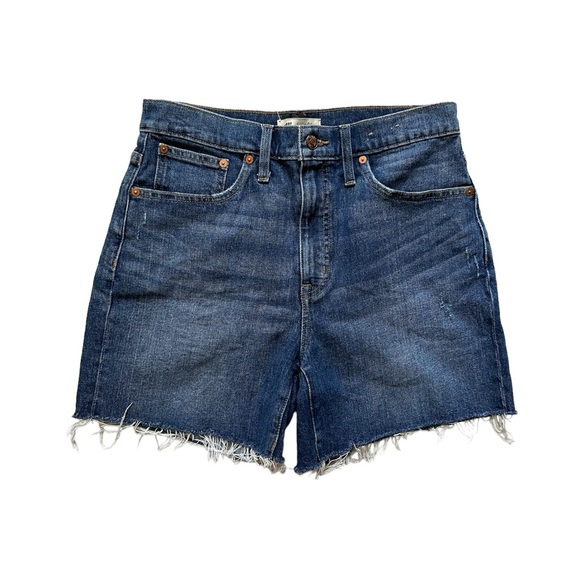 Madewell High Rise‎ Denim Cut Off Shorts Dark Wash Size 28 - Picture 1 of 7